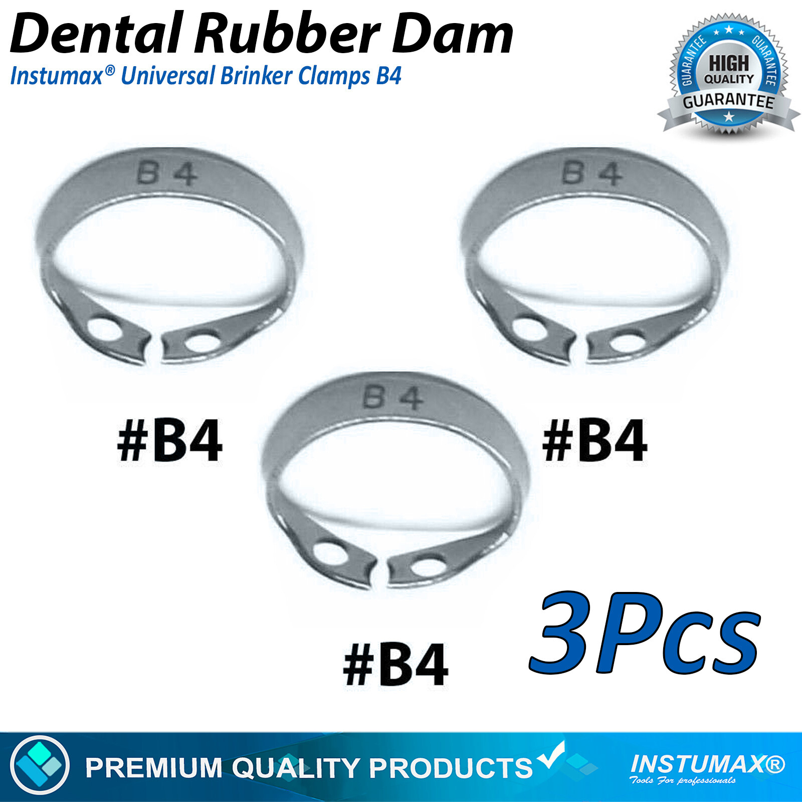 3PC Dental Rubber Dam Clamp Set – Brinker B4 Retractors for Precise Endodontics