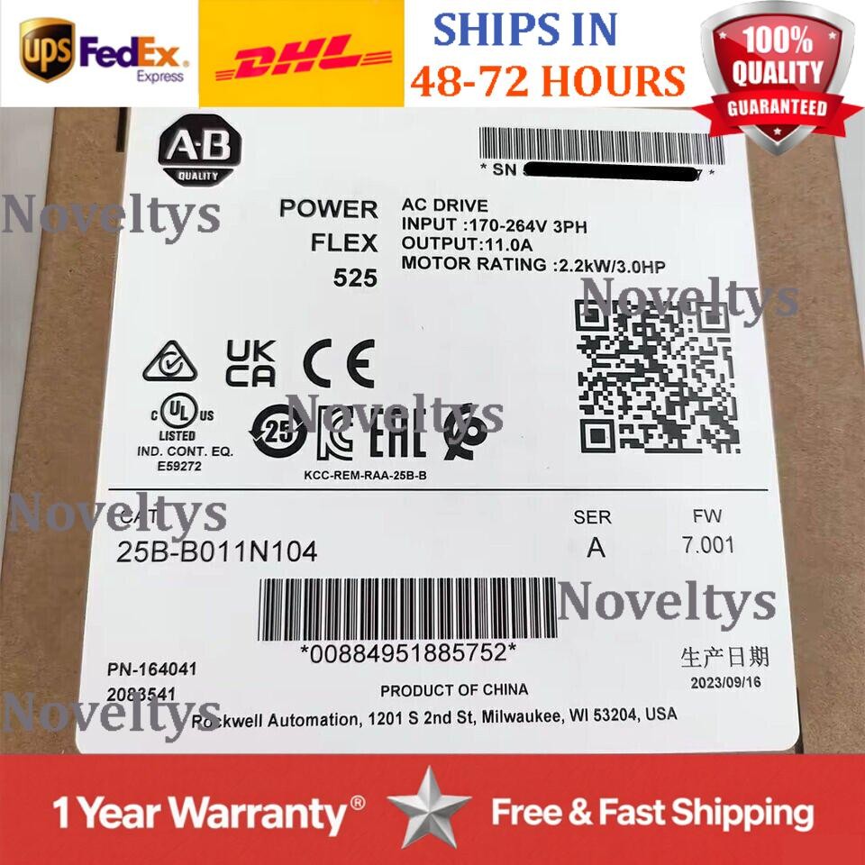 Allen-Bradley 25B-B011N104 PowerFlex 525 AC Drive 3HP New Sealed US Free Tax