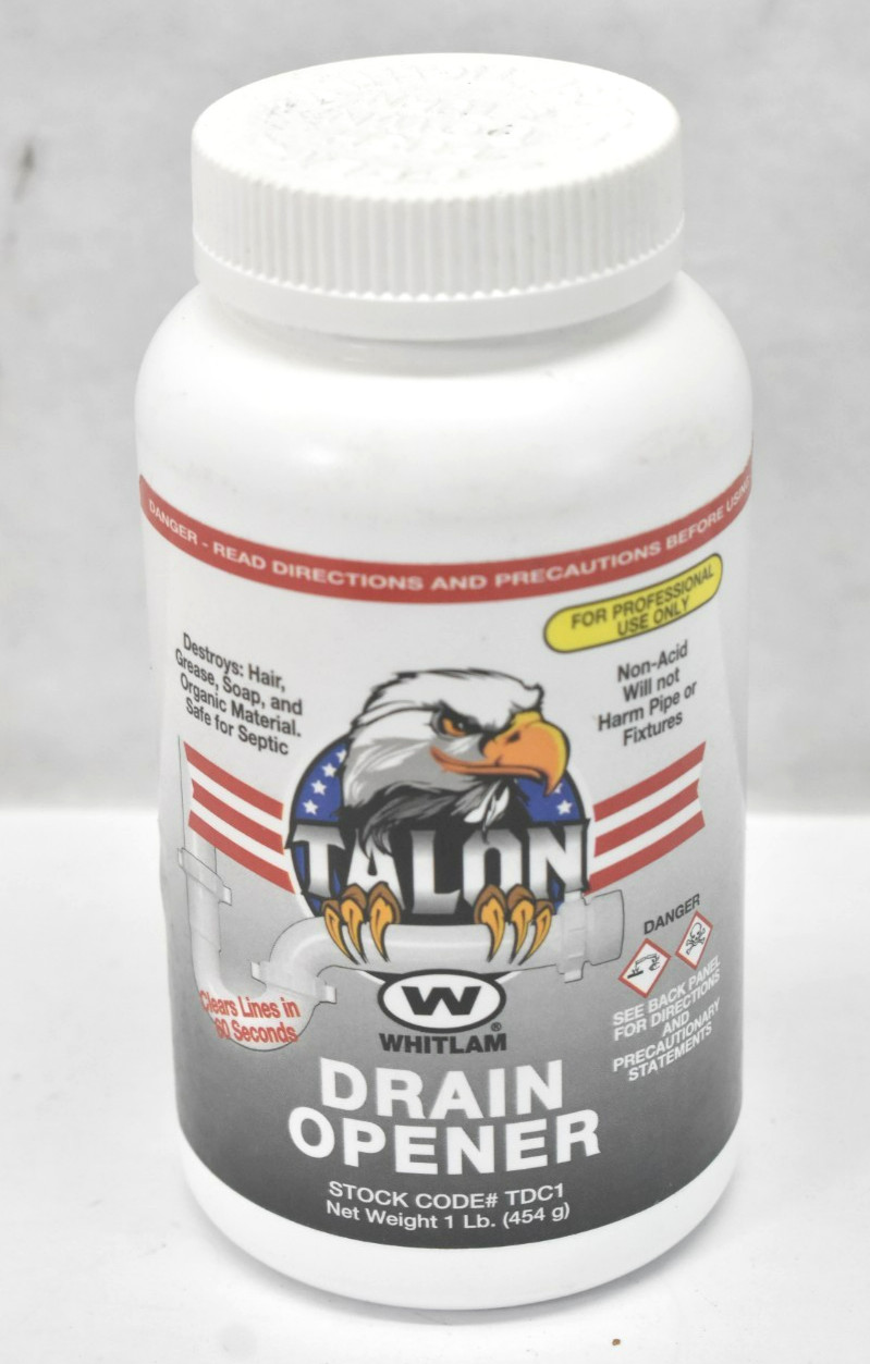 Whitlam Talon Drain Opener Non Acidic No Odor 1lb Bottle Cleaner Fast Acting