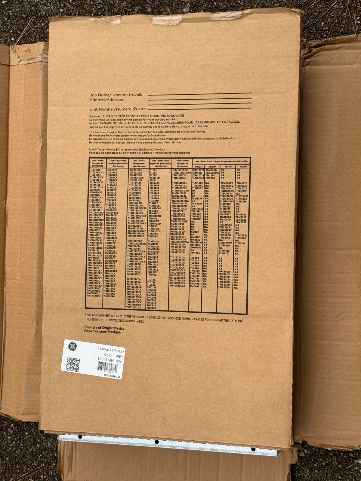 GE 125 Amp 24 Space 24 Circuit Indoor Main Lug Panel Kit TLM2412CCUG1K New