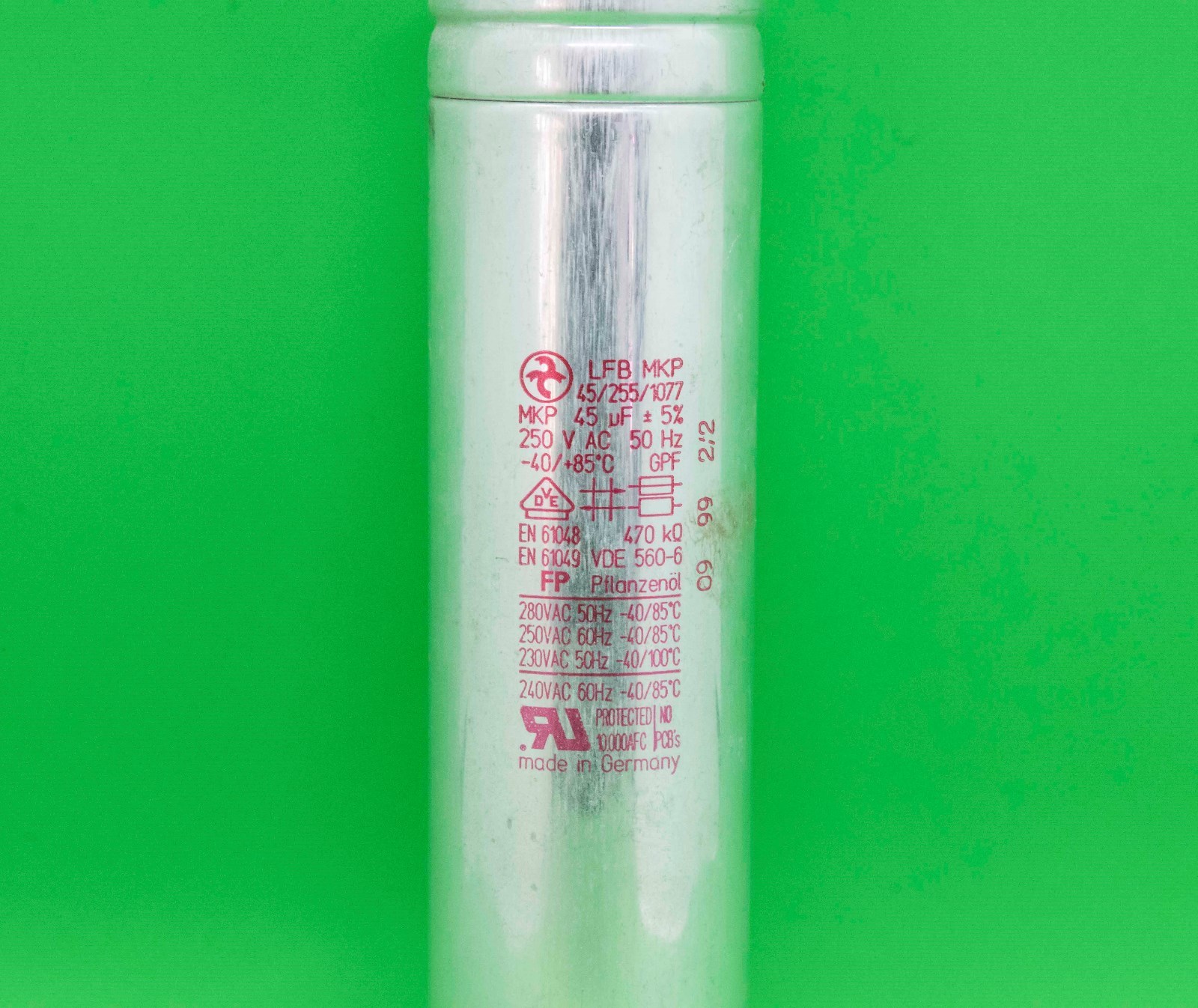 45UF Capacitor Used 250 Volts 50 Hertz