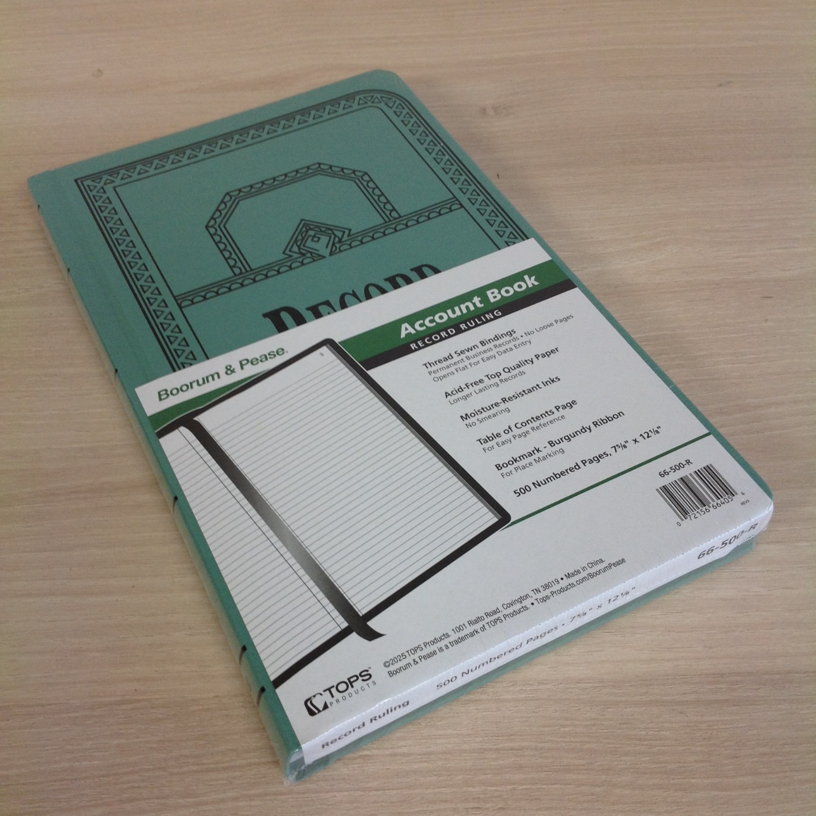 Boorum & Pease 66500R Account Record Book Record Rule 500 Pgs 12 1/8 x 7 5/8 NEW