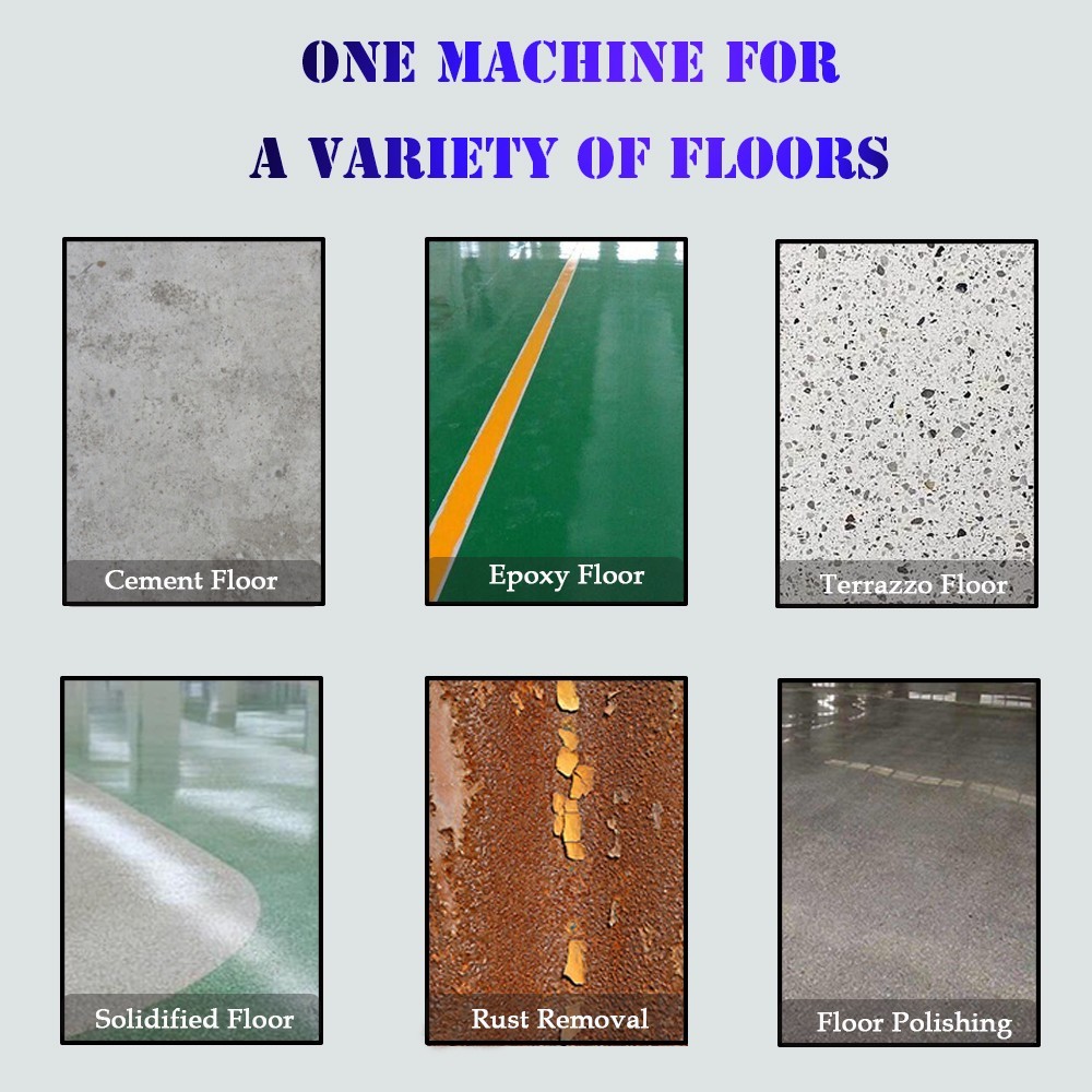 220V 5.4HP Concrete Floor Grinding Polishing Machine 16.14″Grind Wide 6pcs Head