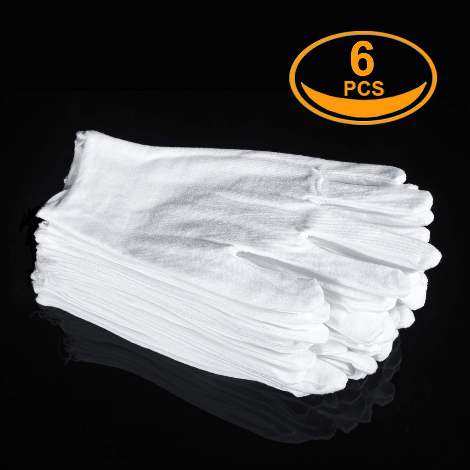 3 Pairs White Cotton Gloves for Dry Hands Eczema SPA Moisturizing – Work Glove L