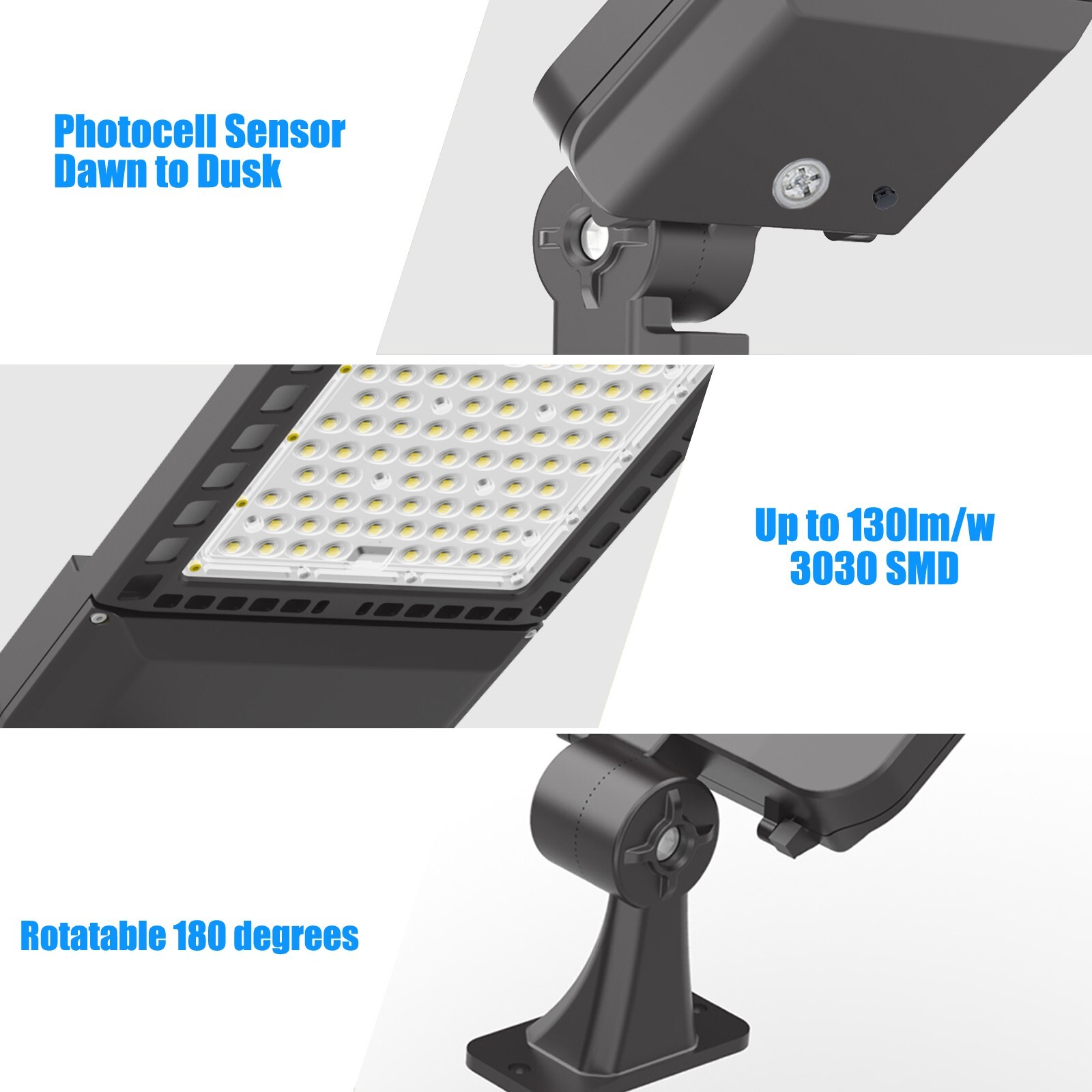 300W LED Shoebox Parking Lot Pole Light Arm Mount Dusk To Dawn 39000 Lumen IP65