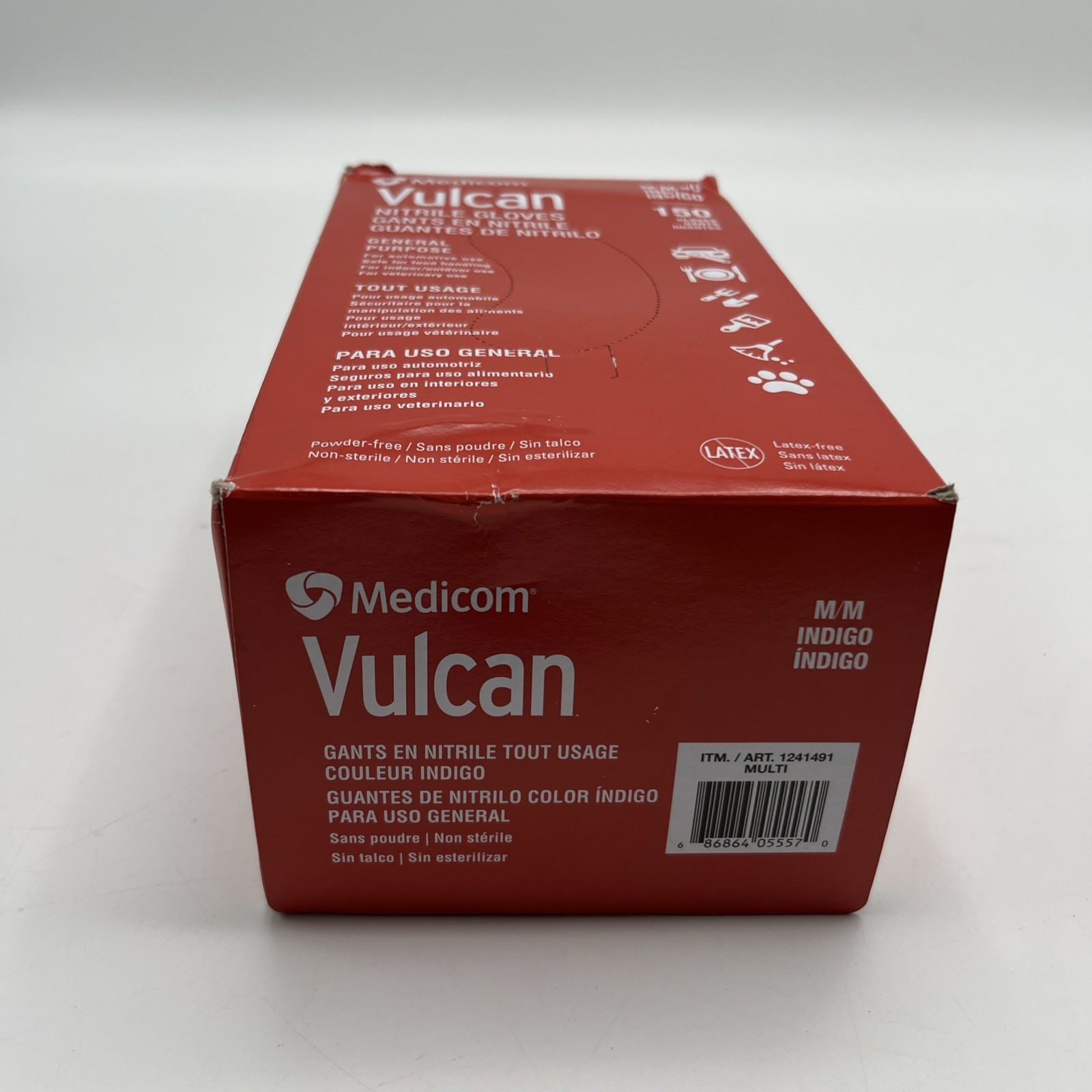 MEDICOM Vulcan Latex-Free Indigo Nitrile Gloves, Size M – 150 Count