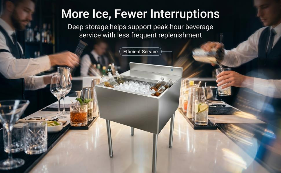 11×14in Stainless Steel Commercial Ice Bin w/Sliding Lid Drainage Ice Chest