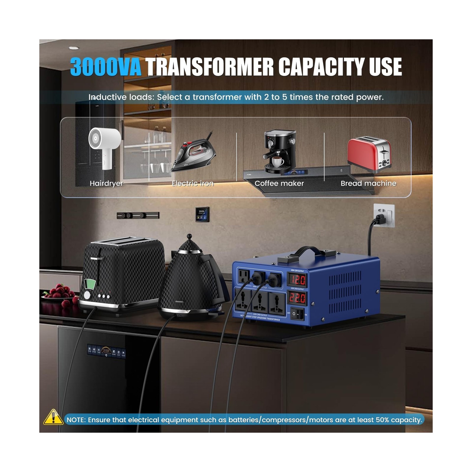 3000 watt Voltage Conversion Transformer Heavy-Duty Step-up/Step-Down AC 110V…