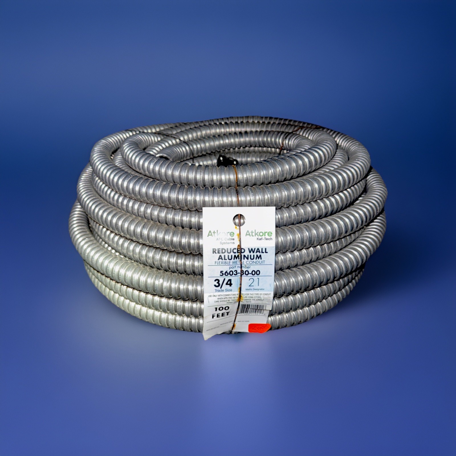 AFC 100’ 3/4″ Flex Reduced Wall Aluminum Flexible Metal Conduit (100ft Roll)