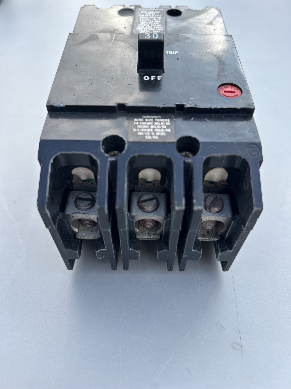 GE TEY330 CIRCUIT BREAKER, 480/277-VOLT, 3-POLE, 30-AMP, BRK / TEY FRAME