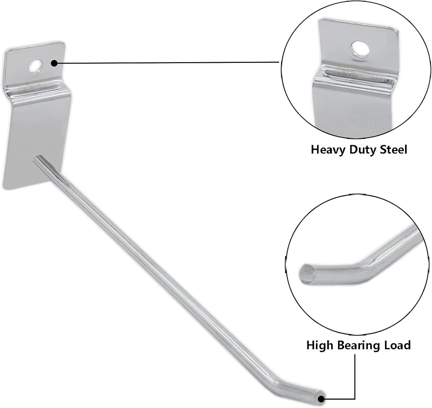 100 PCS 10 Inch Silver Slatwall Hooks Slat Wall Gridwall Panel Slat Wall Hooks