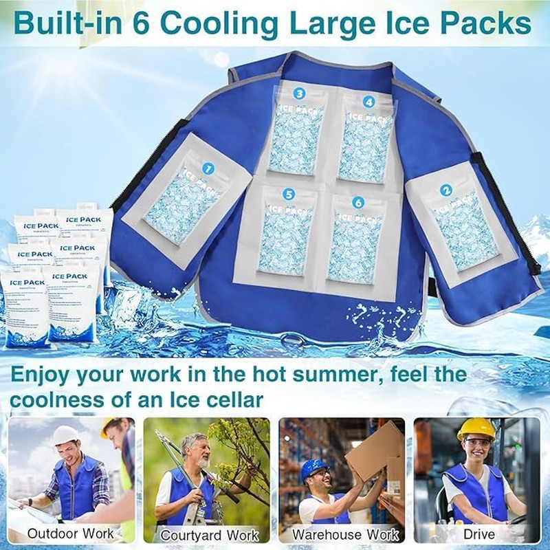 Cooling Vest with 24Pcs Ice Packs – Body Adjustable Cool Vest for Men Women