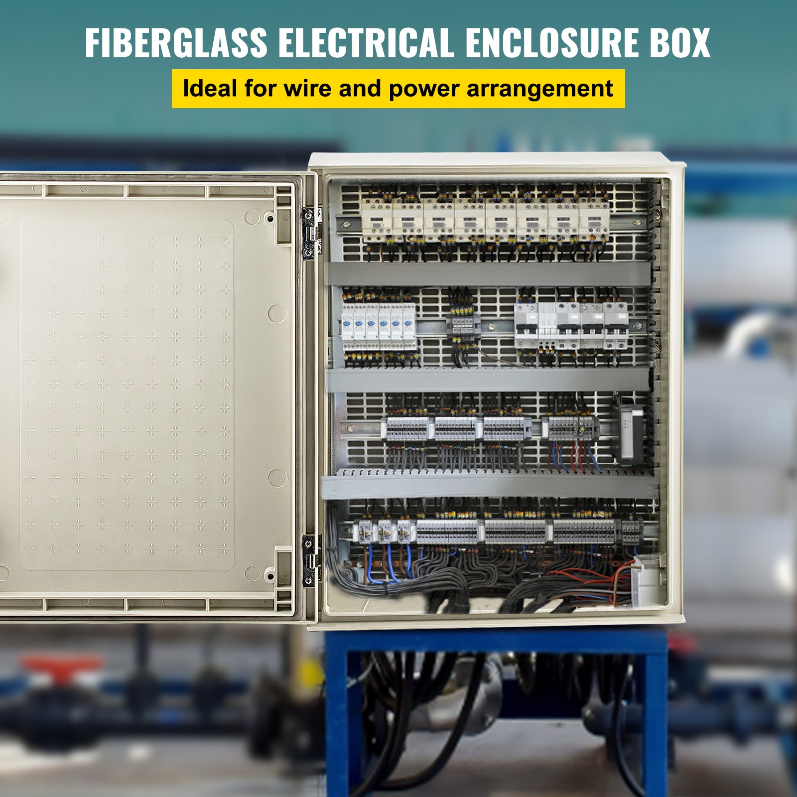 VEVOR 20x16x8″ Fiberglass Electrical Enclosure NEMA Type 3 IP65 Junction Box