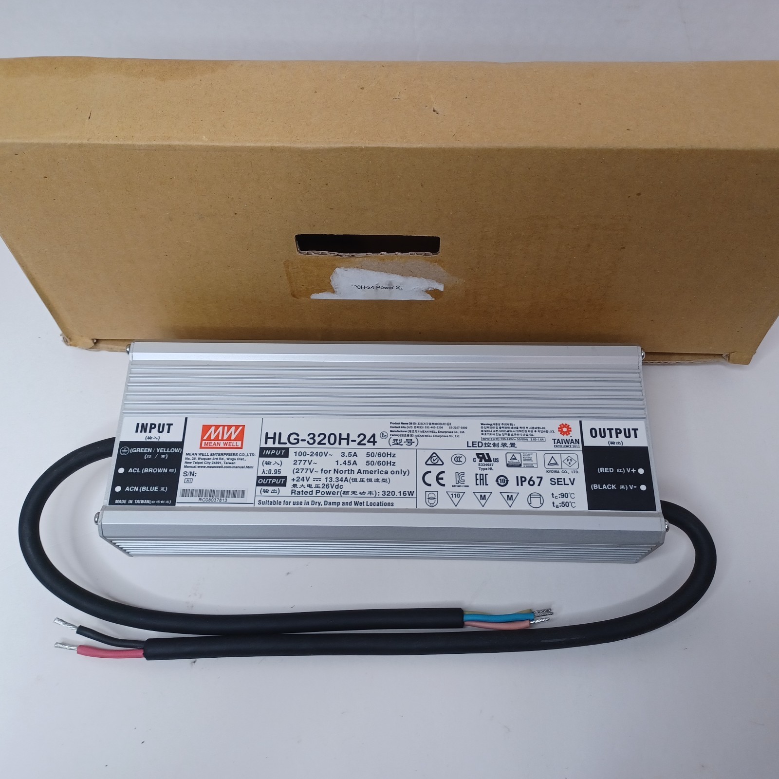 MEAN WELL HLG-320H-24 HLG 24V 13.34A 320.16W LED Driver Power Supply NEWOPEN BOX