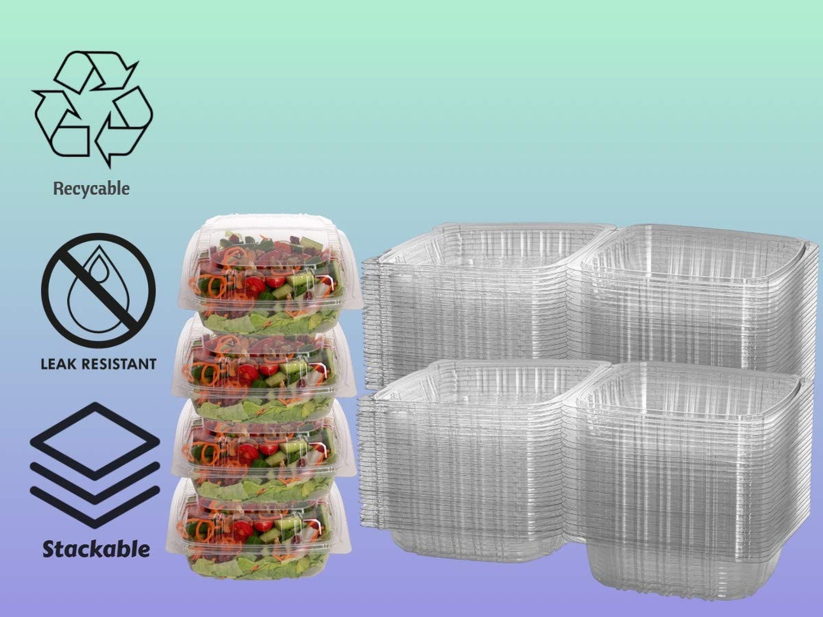 Smygoods Plastic Clamshell Food Containers, (Pack of 25-8x8x3 3/8) To Go Cont…