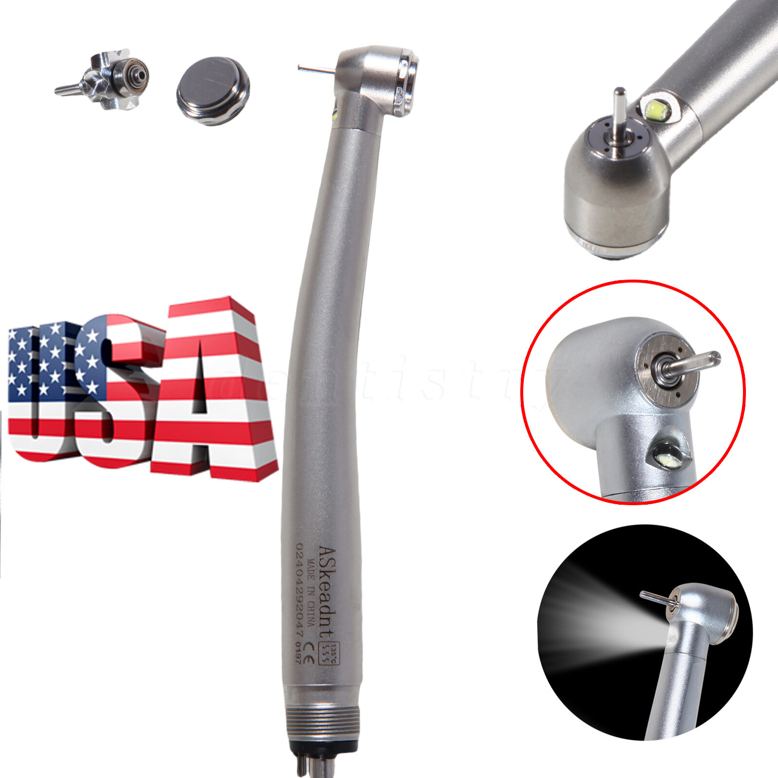 NSK STYLE Dental LED E-generator Fiber Optic High Speed Handpiece Turbine 4 Hole
