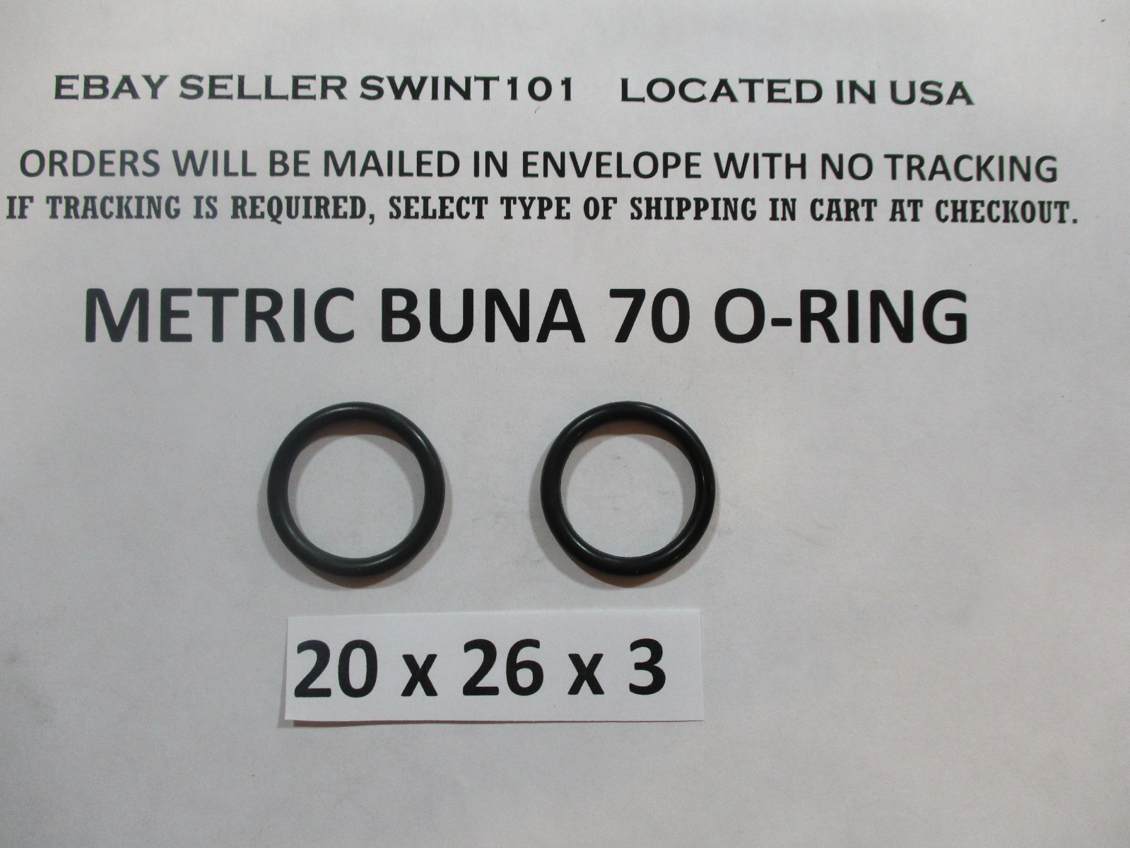 20mm ID x 26mm OD x 3mm thick O-ring. Buna-70. Quan 2.