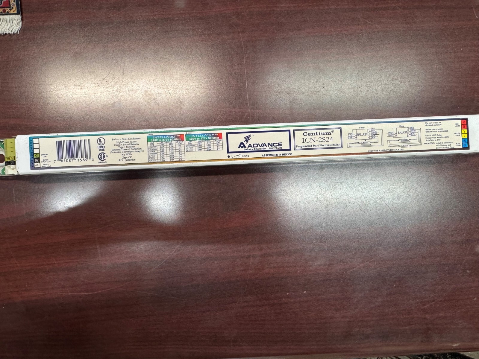 ADVANCE CENTIUM ICN-2S24 BALLAST 120V TO 277V 50/60Hz