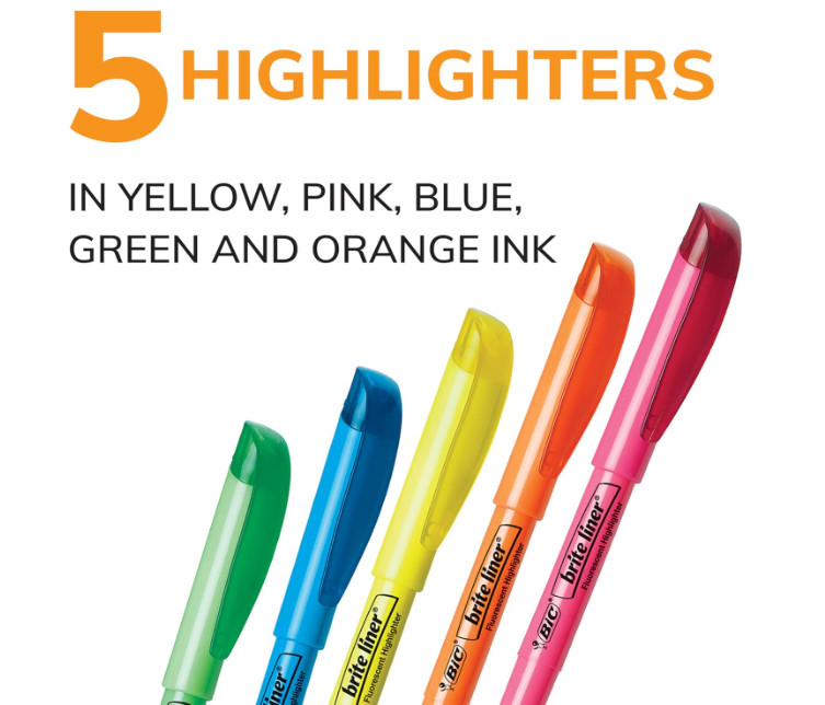 BIC Brite Liner Highlighters, Chisel Tip, School Supplies for Students and Teach
