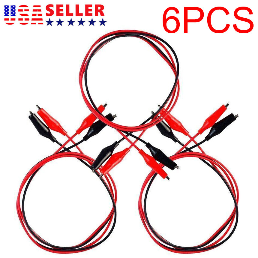 6PCS Double Ended Crocodile Wire Alligator Clip Electric Test Cable Connector US