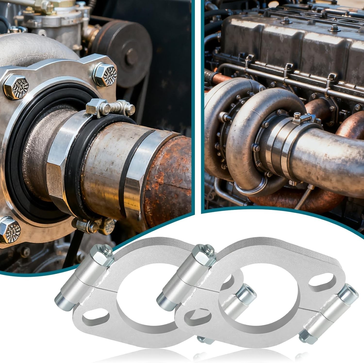 3 Inch Exhaust Flange Repair Kit, 2PCS Split Flanges with 2 Bolts.