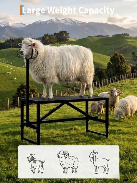 500LBS Livestock Stand Goat Trimming Stand, 47″x23″ Tabletop Goat Milking Stand
