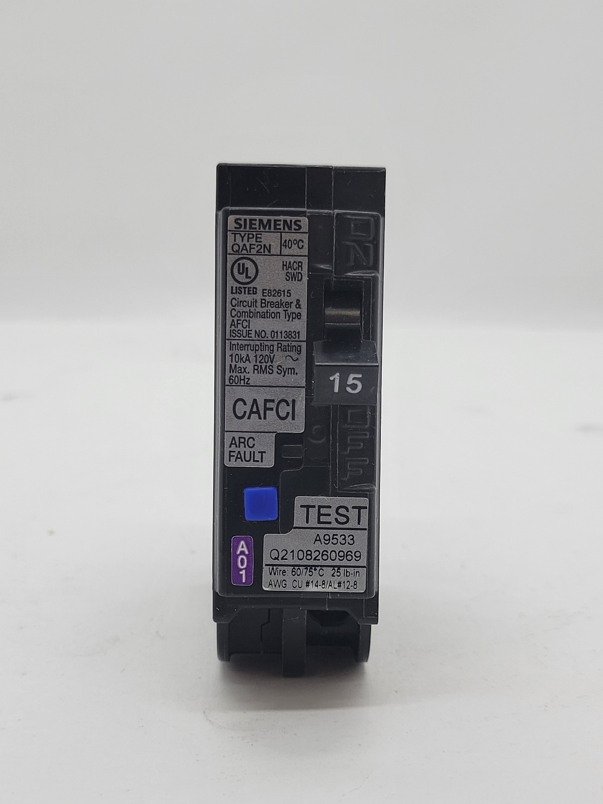10PC Siemens QA115AFCN Plug-In Circuit Breaker 15A 1P 120V 10KA QAF2N CAFCI