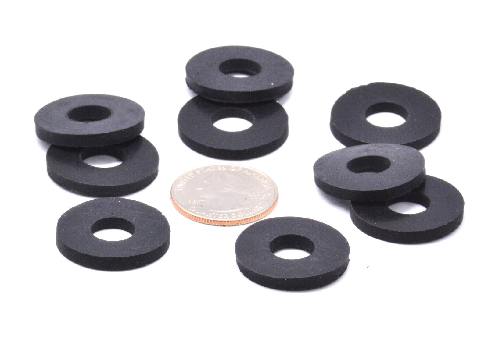 3/8″ ID x 1″ x 1/8″ Thick Black Rubber Flat Washers Various Package Sizes