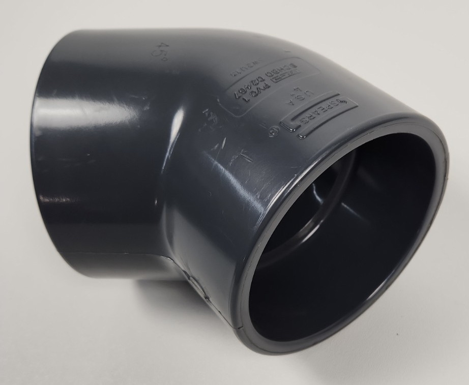 Spears 817-040 Schedule 80 PVC 45 Degree Elbow 4″ Gray Slip Socket x Socket NOS