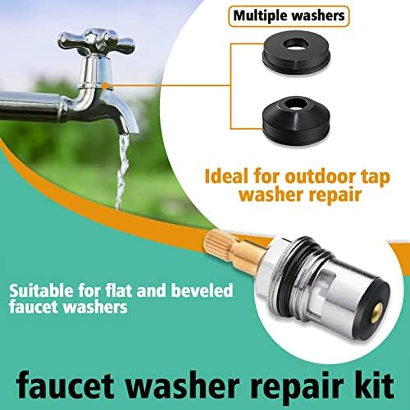 106 PCS Faucet Washer Assortment Kit with Assorted Flat and Beveled Rubber Washe