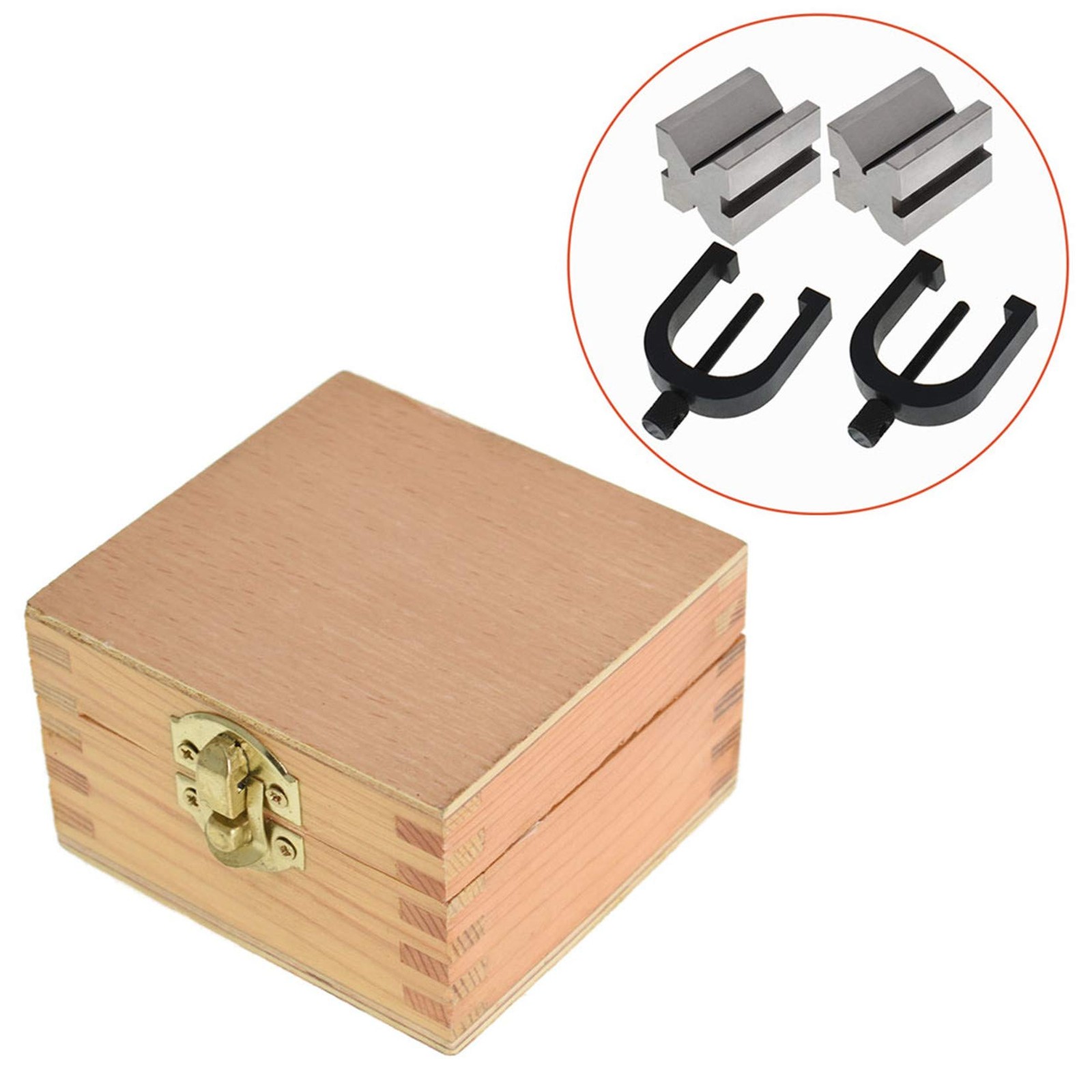waltyotur V Block Set with Clamp Hardened Steel 90 Degree Angle Black