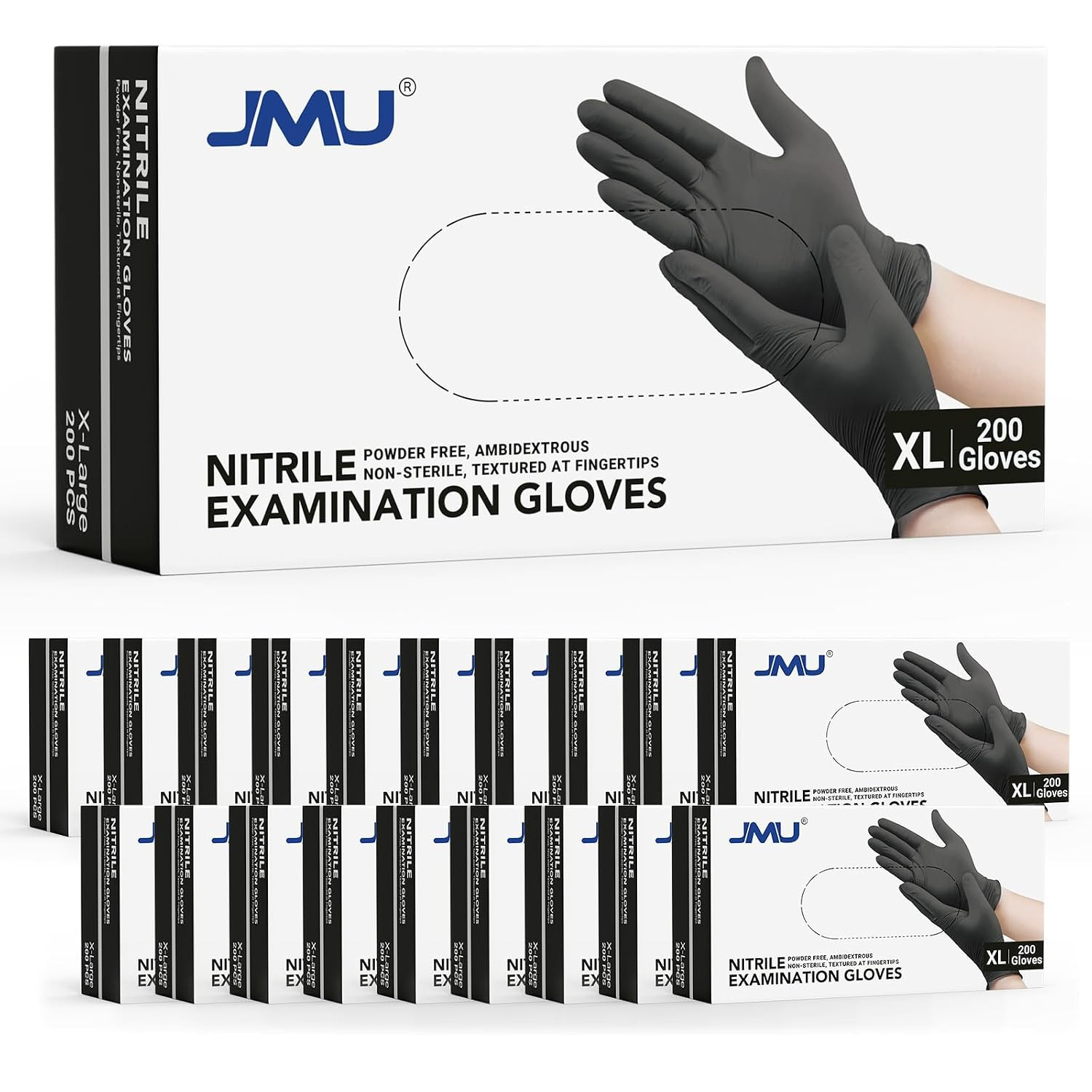 Black Nitrile Gloves Medium Bulk, Case of 1200, 3.5Mil, Latex Free Powder Free