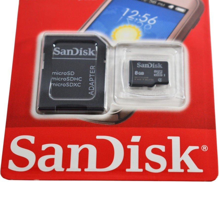 NEW SanDisk 8GB MicroSDHC Memory Card SDSDQM-008G-B35A Class 4 with SD Adapter