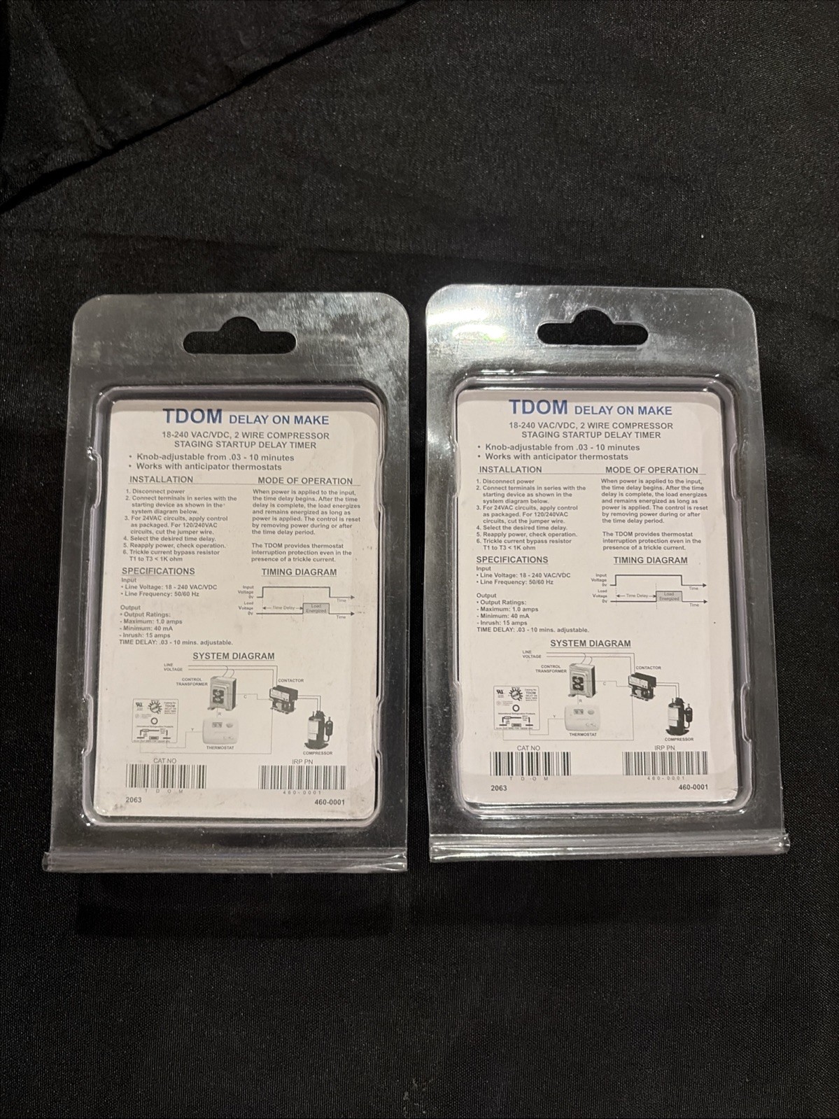 (Qty 2) International TDOM Delay-On Timer Relay 18-240VAC SPST 3-Pin Adju 10m