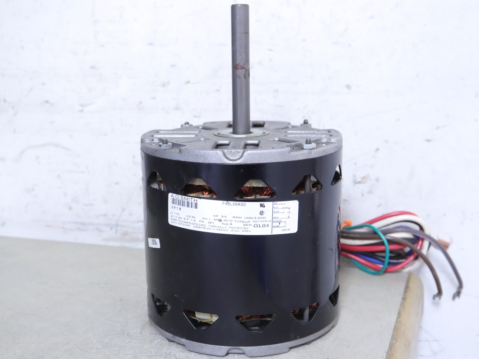 A.O. Smith F48L56A50 Blower Motor 3/4HP 1060RPM 3SPD 1PH 60Hz 115V CCWLE