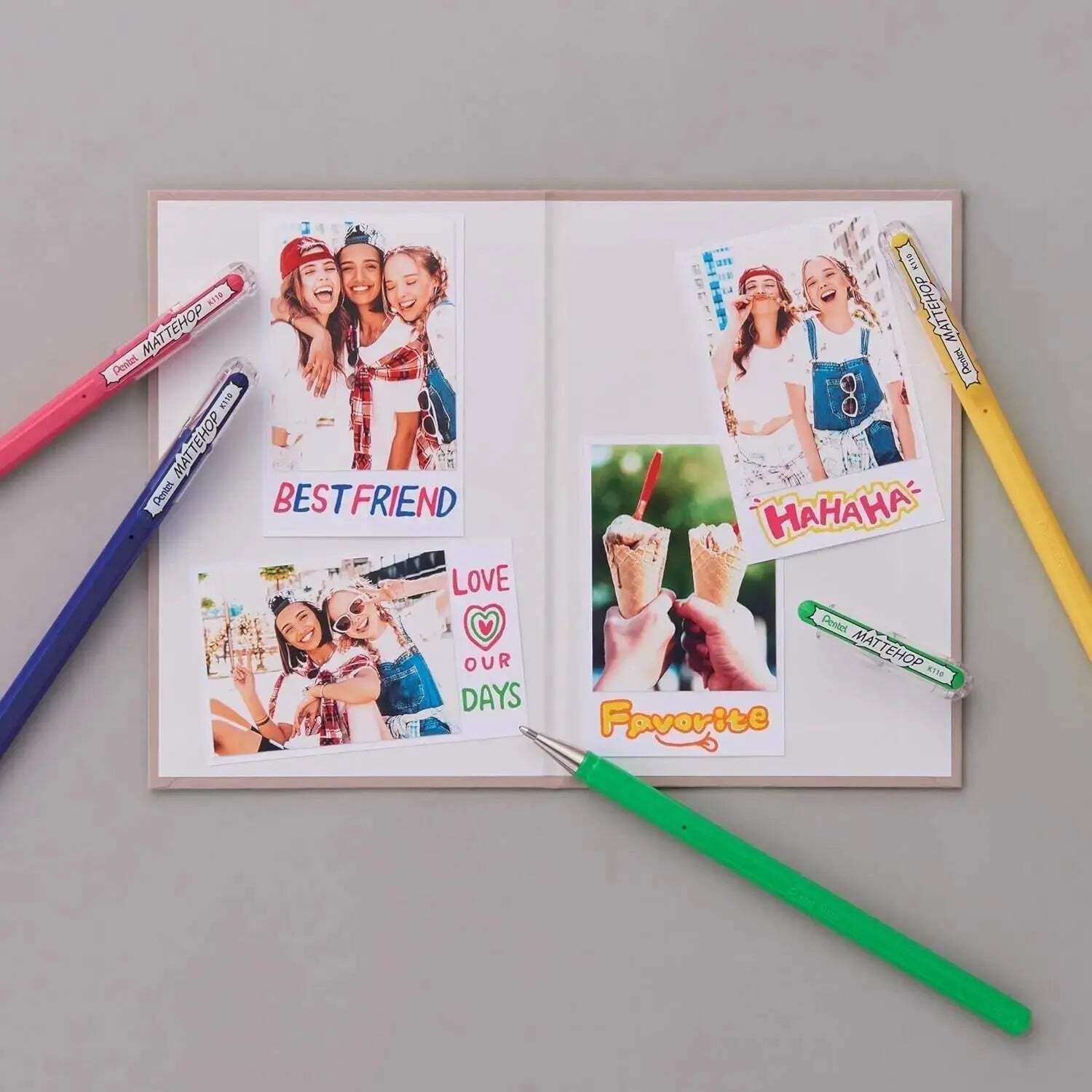 Pentel MATTEHOP Color Gel Pen Set, (1.0 mm), 21 Colors, with Limited Edition Met