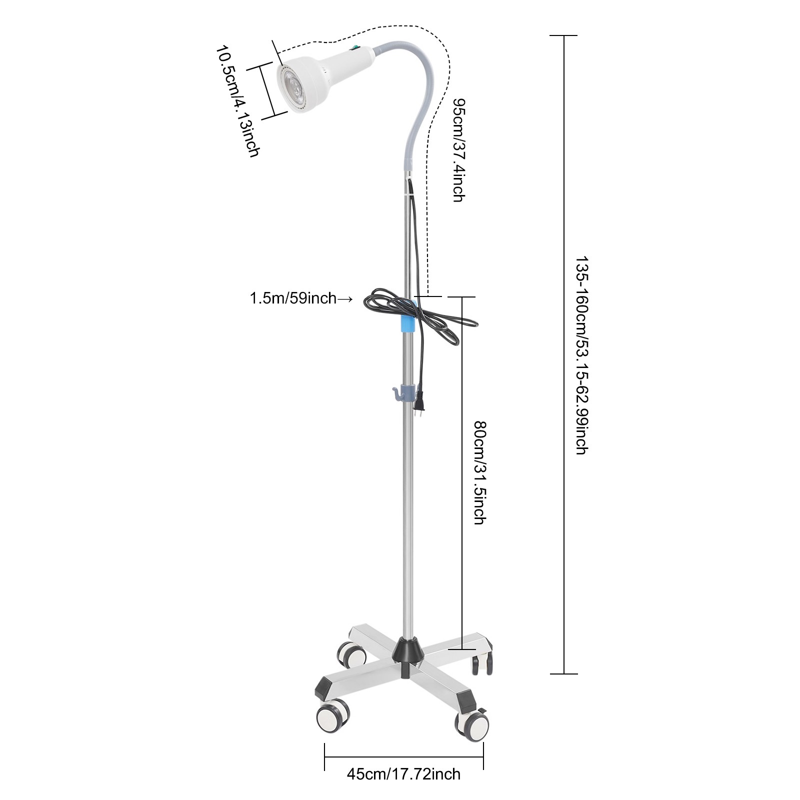 Exam Light 30W LED Medical Exam Lamp Mobile Surgical Examination Lamp 110-220V