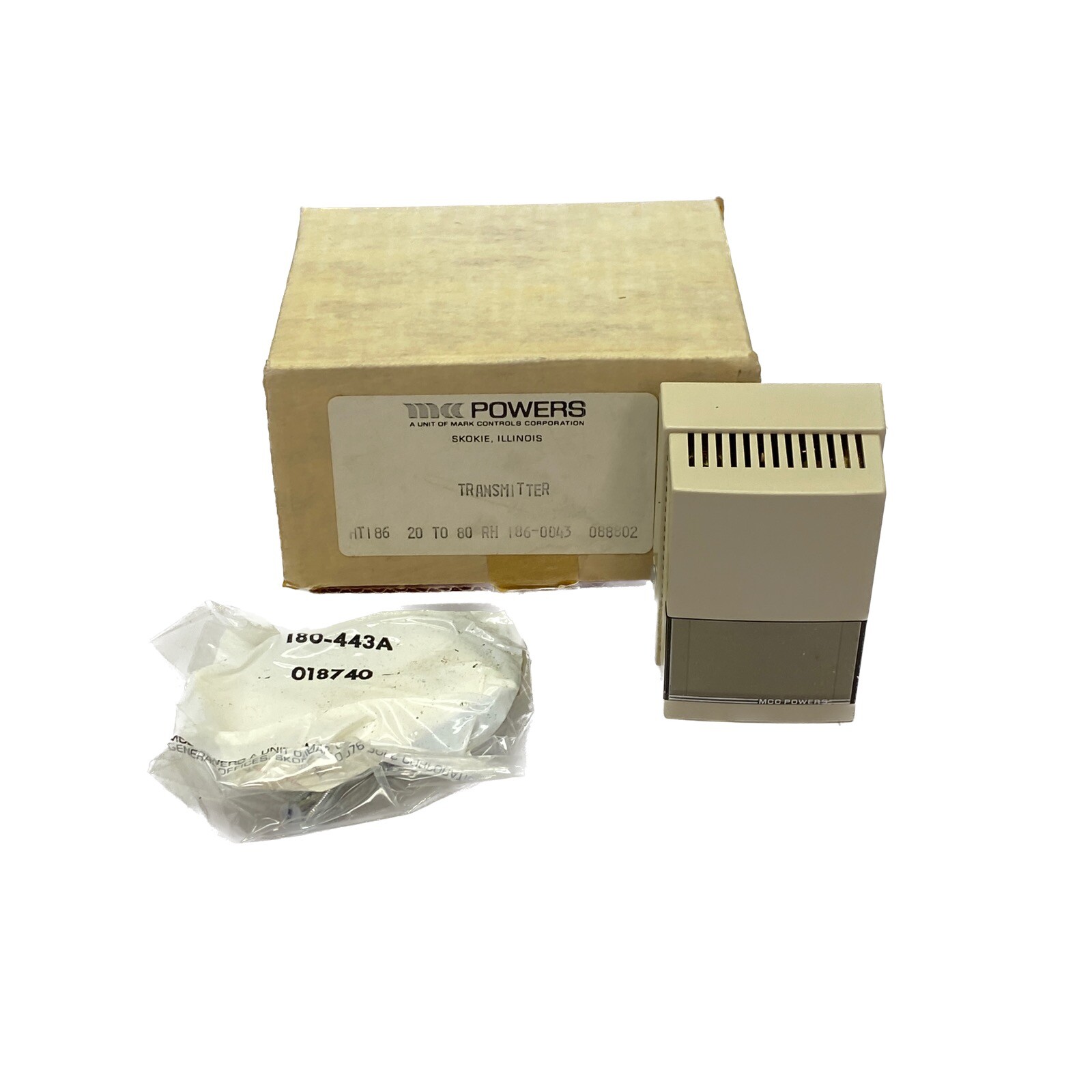NIB MCC Powers/Siemens 20-80 RH Room Humidity Transmitter HT186 186-0043