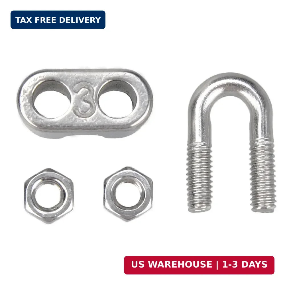 YAMASO 20PCS 1/8 Inches M3 Stainless Steel Wire Rope Cable Clip Clamp