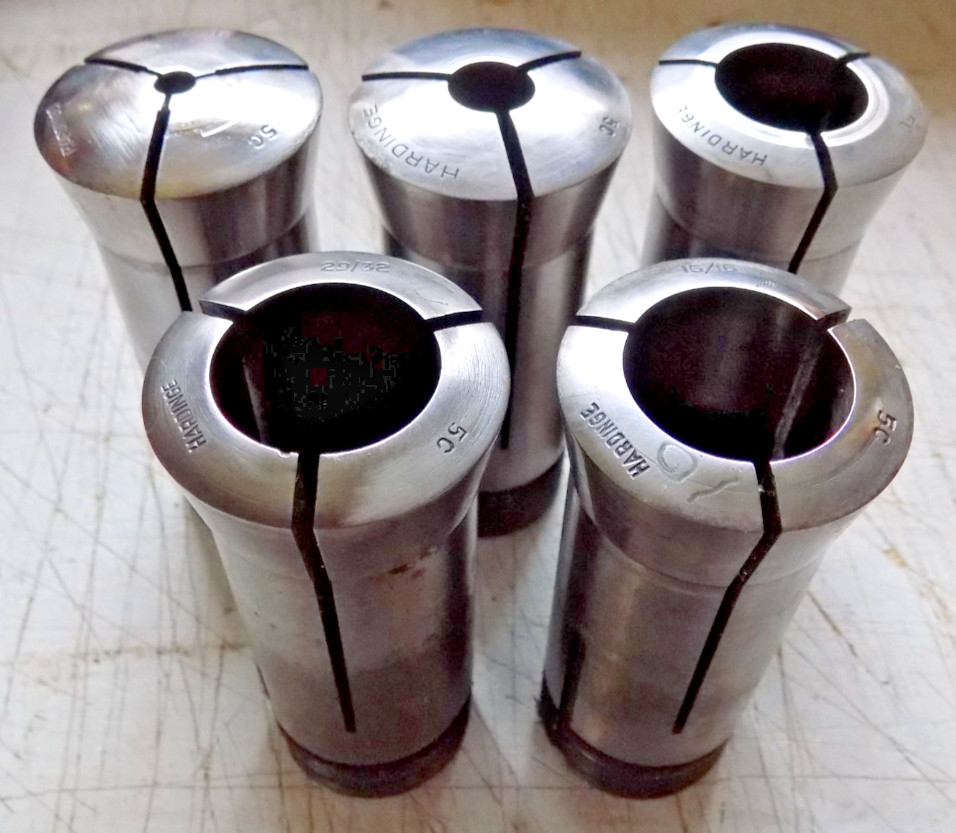 HARDINGE 5C COLLETS 3/16 7/16 13/16 1 5/16 29/32 ** FIVE COLLETS **