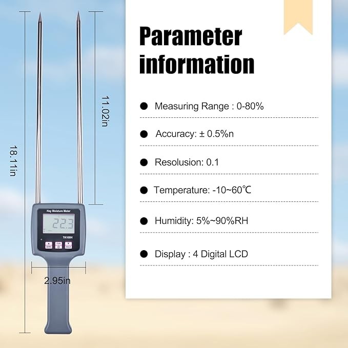 Portable Hay Moisture Meter TK100H Compatible With Cereal Straw, Forage Grass