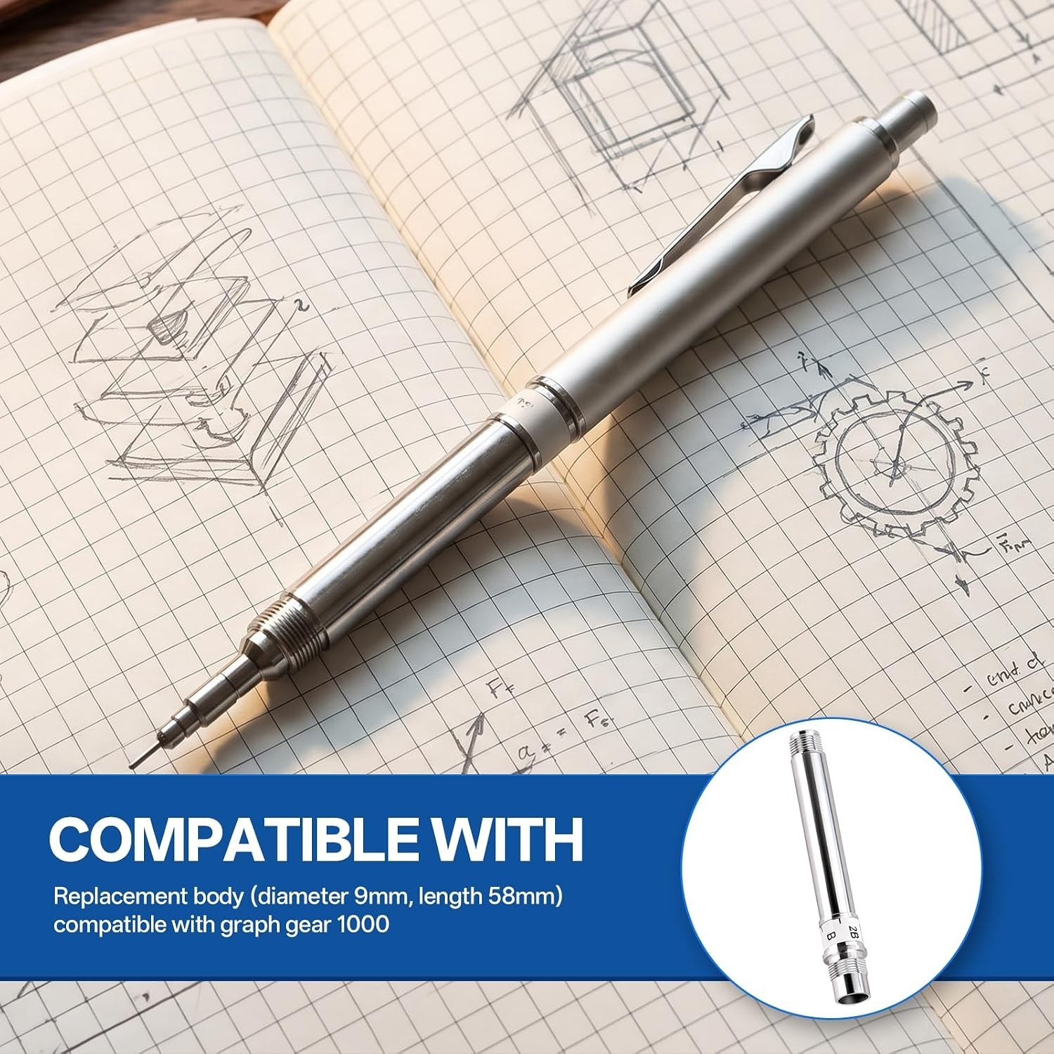 Upgrade Aluminum Pencil Replacement Pen Body For Pentel Graph Gear 1000 Body