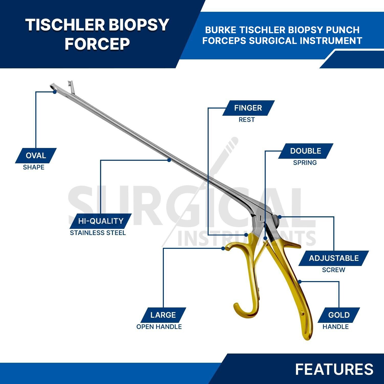 Burke Tischler Biopsy Punch Forceps 9.75″ 5.5mm x 3.25mm Bite OB/GYN German Gr
