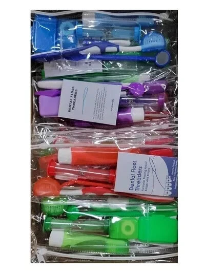 4 Colors Orthodontic Dental Oral Care Teeth Whitening Hygiene Brush Floss Kit