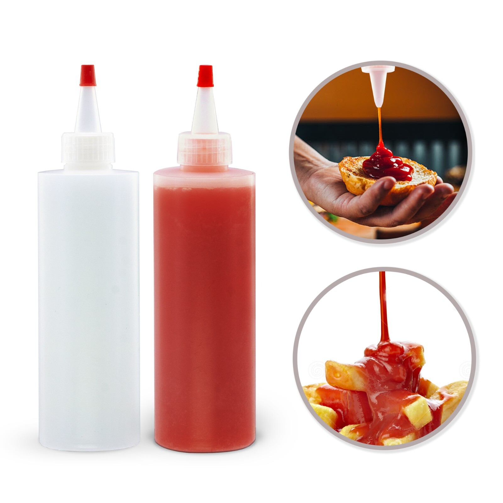 8oz Plastic Squeeze Bottles HDPE w/Yorker Tips (6-Pack) Empty Refillable Bottle