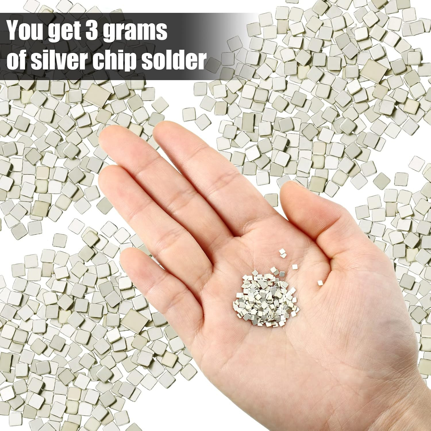 Moxweyeni 3 Grams Silver Chip Solder Jewelry Precut Chips Solder Flux Ultra Tiny