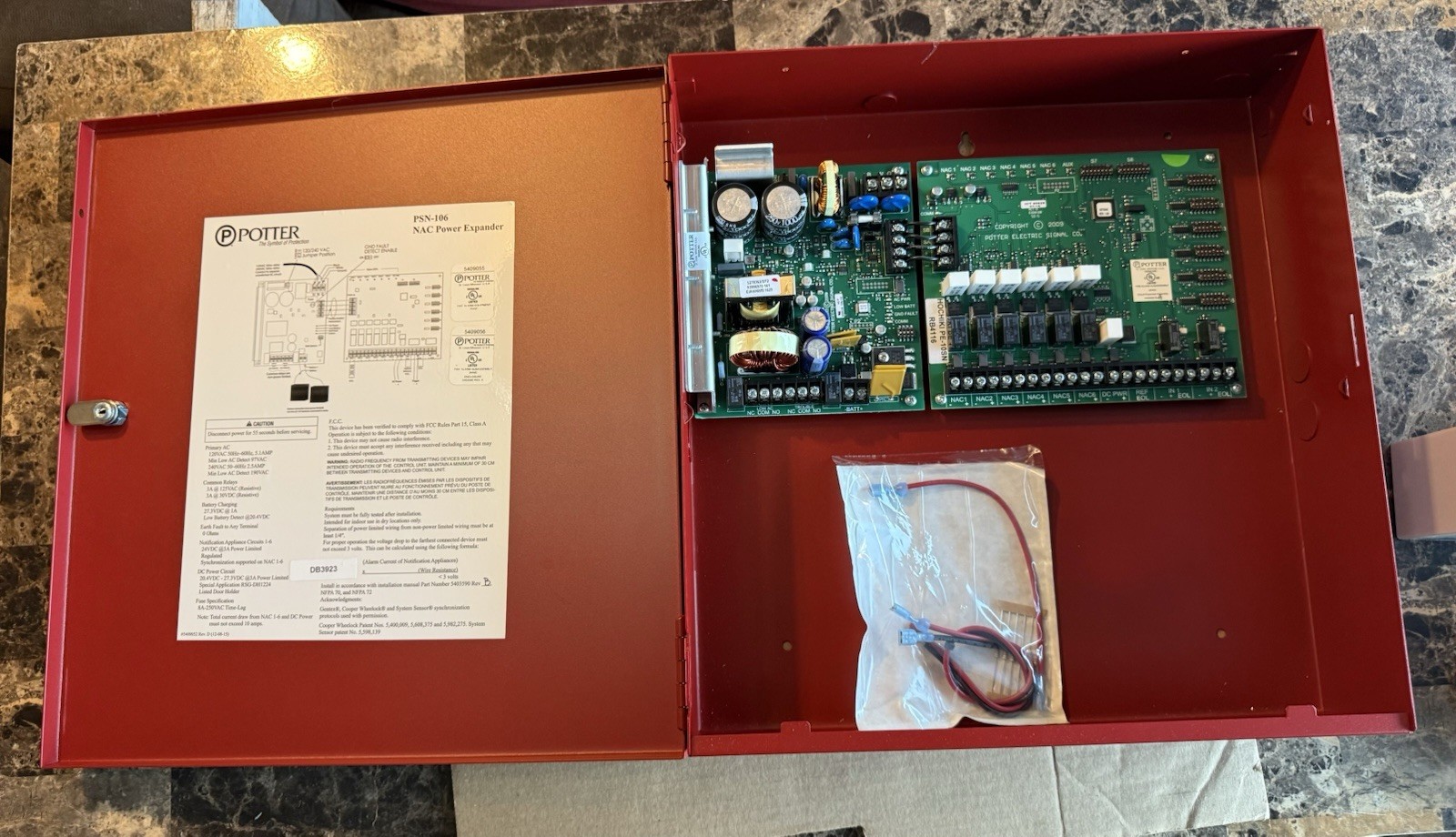 POTTER PSN 106 NAC POWER SUPPLY WITH HOCKIKI PE-10SN Cover Door. Tested. Work!