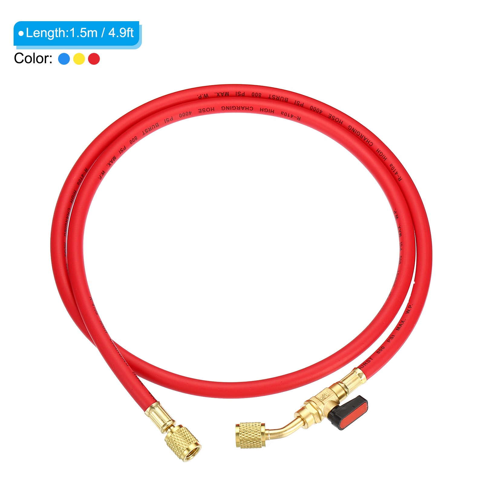 3 x 1/4 SAE Refrigerant Charging Hose 4.9ft 800 PSI 4000 PSI Manifold Gauge Hose