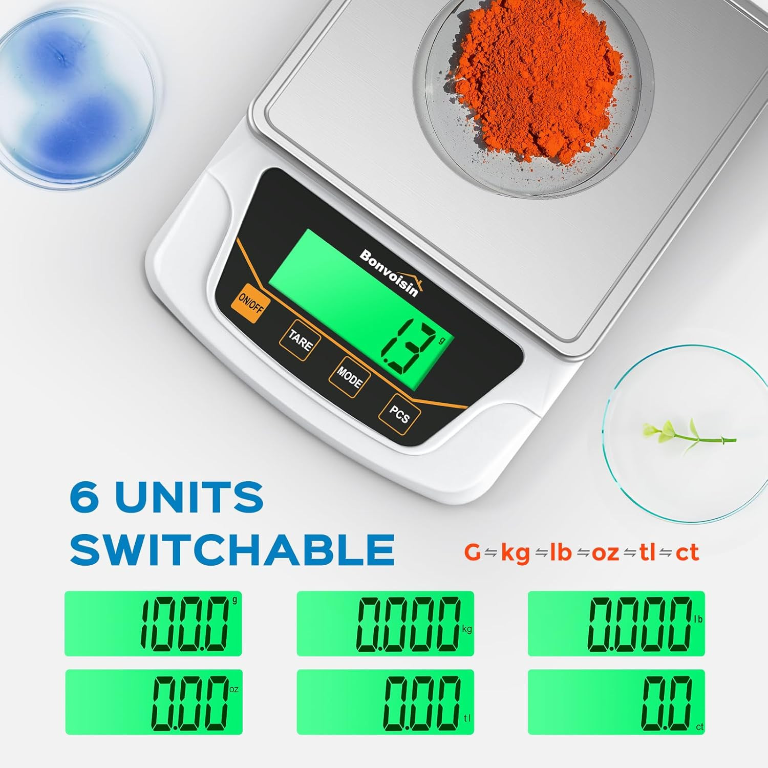 Bonvoisin Digital Scale 0.1 Gram Accuracy Precision Lab Scale 6000G Scientific D