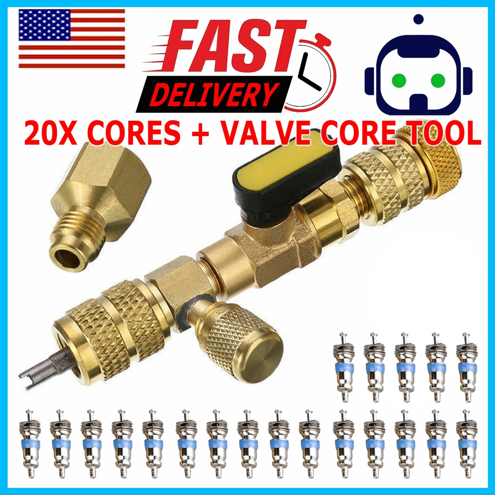HVAC Tool AC Schrader Valve Core Remover Dual Size 1/4 and 5/16 Port Installer